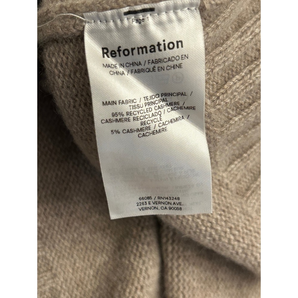 F23 Reformation Striped Recycled Cashmere Mock Neck Sweater Oatmeal Black Small - Picture 4 of 4